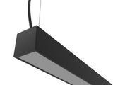 Luminária Led Pendente Perfil Linear Luz Direta e Indireta modelo 3D preto apagado imagem aproximada