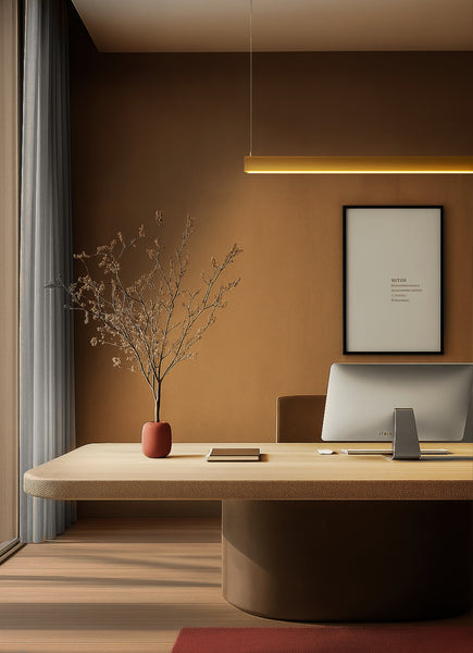 imagem ambientada P2854 - Luminária Pendente Iluminação Direta e Indireta - Linha Especial Luxo - Latão