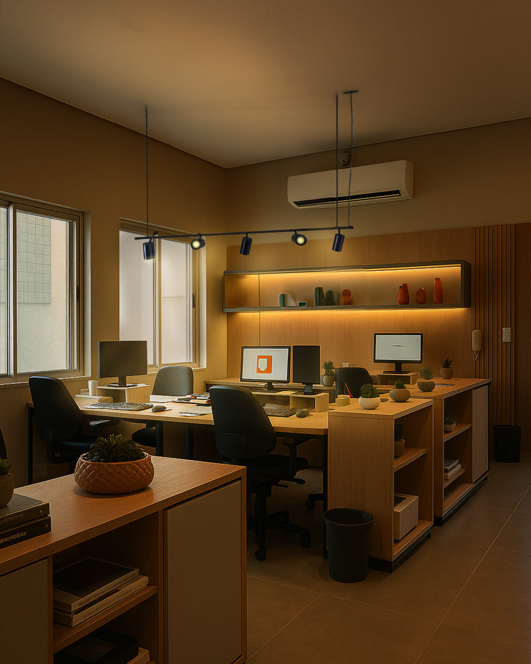 Imagem ambientada T0000P - Trilho Eletrificado Pendente para Luminárias LED Spots - BIVOLT
