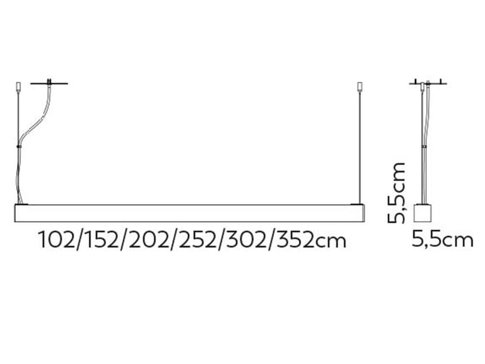 Luminária Led Pendente Perfil Linear Luz Direta e Indireta 5,5 x 5,5cm - 220V